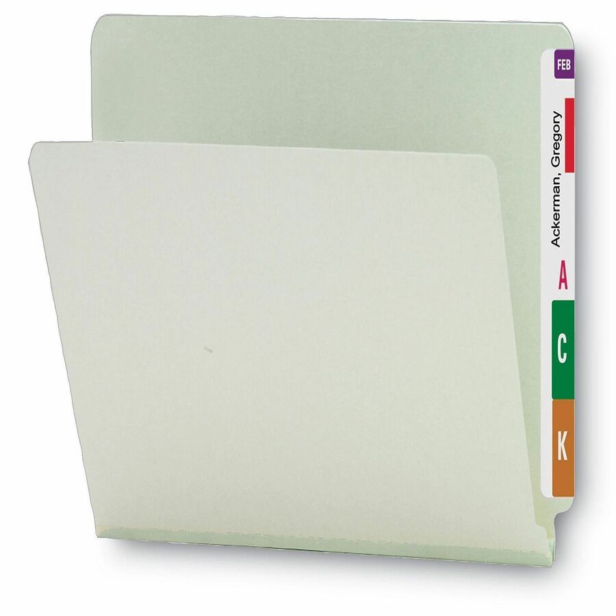 8 1/2" x 11" - 1" Expansion - 25 pt. - Pressboard - Gray, Green - Heavy Duty - 100% Recycled - 1 / Pack