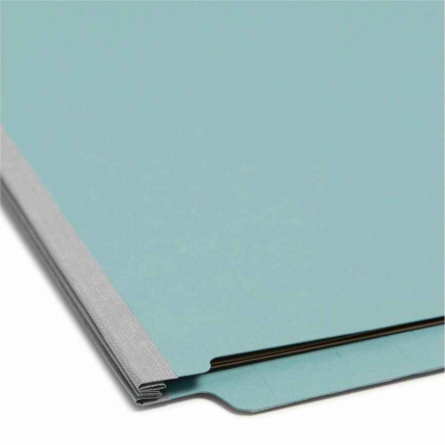 Smead Straight Tab Cut Letter Recycled Classification Folder - 8 1/2" x 11" - 2" Expansion - 2 x 2S Fastener(s) - 2" for Folder - End Tab Location - 2 Divider(s) - 25 pt. - Pressboard - Blue - 100% Recycled - 10 / Box