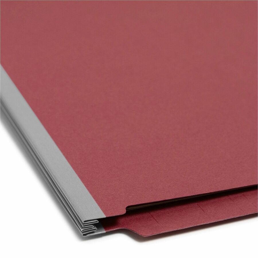 Smead Straight Tab Cut Letter Recycled Classification Folder - 8 1/2" x 11" - 2" Expansion - 2 x 2S Fastener(s) - 2" for Folder - End Tab Location - 2 Divider(s) - 25 pt. - Pressboard - Bright Red - 100% Recycled - 10 / Box