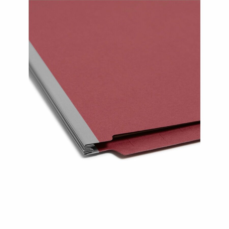 Smead Straight Tab Cut Letter Recycled Classification Folder - 8 1/2" x 11" - 2" Expansion - 2 x 2S Fastener(s) - 2" for Folder - End Tab Location - 2 Divider(s) - 25 pt. - Pressboard - Bright Red - 100% Recycled - 10 / Box