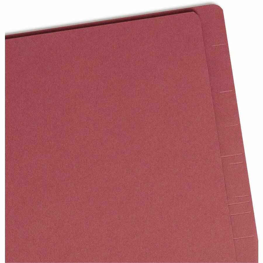 Smead Straight Tab Cut Letter Recycled Classification Folder - 8 1/2" x 11" - 2" Expansion - 2 x 2S Fastener(s) - 2" for Folder - End Tab Location - 2 Divider(s) - 25 pt. - Pressboard - Bright Red - 100% Recycled - 10 / Box