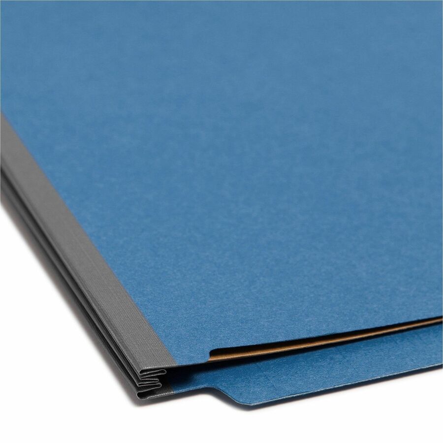 Smead Straight Tab Cut Letter Recycled Classification Folder - 8 1/2" x 11" - 2" Expansion - 2 x 2S Fastener(s) - 2" for Folder - End Tab Location - 2 Divider(s) - 25 pt. - Pressboard - Dark Blue - 100% Recycled - 10 / Box