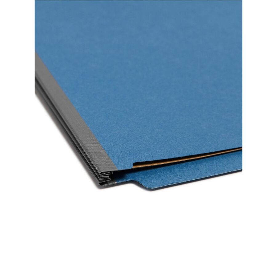 Smead Straight Tab Cut Letter Recycled Classification Folder - 8 1/2" x 11" - 2" Expansion - 2 x 2S Fastener(s) - 2" for Folder - End Tab Location - 2 Divider(s) - 25 pt. - Pressboard - Dark Blue - 100% Recycled - 10 / Box