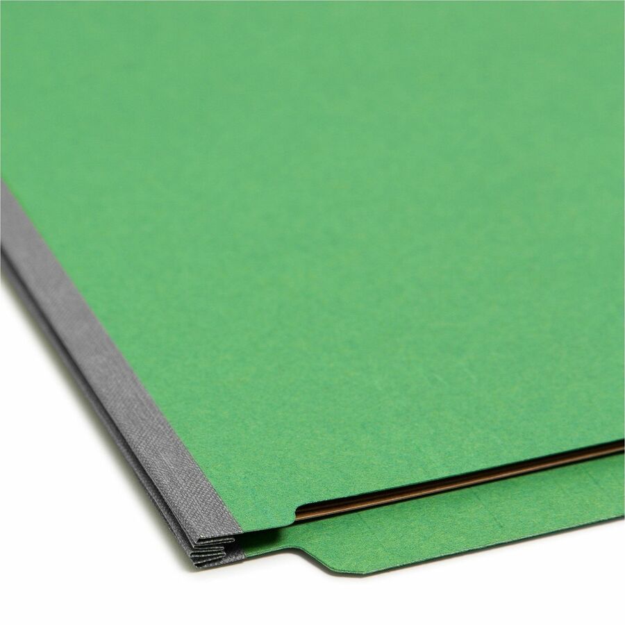 Smead Straight Tab Cut Letter Recycled Classification Folder - 8 1/2" x 11" - 2" Expansion - 2 x 2S Fastener(s) - 2" for Folder - End Tab Location - 2 Divider(s) - 25 pt. - Pressboard - Green - 100% Recycled - 10 / Box