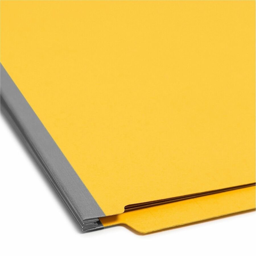 Smead Straight Tab Cut Letter Recycled Classification Folder - 8 1/2" x 11" - 2" Expansion - 2 x 2S Fastener(s) - 2" for Folder - End Tab Location - 2 Divider(s) - 23 pt. - Pressboard - Yellow - 100% Recycled - 10 / Box