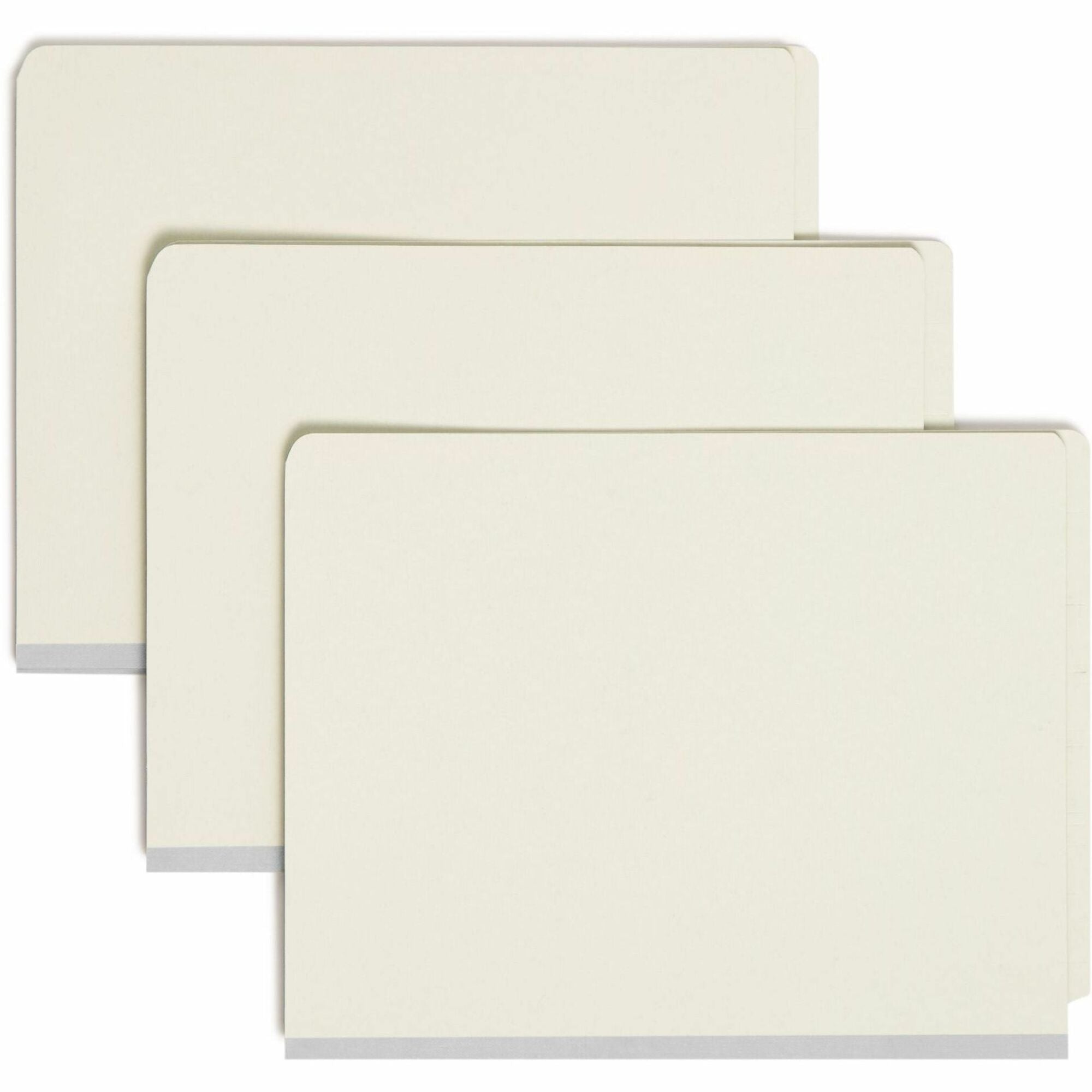 Smead End Tab Pressboard Classification Folders, Letter Size, 3" Expansion, 3 Dividers, 2 Fasteners, Straight Tab, Gray/Green, 100% Recycled, 25 pt. Pressboard, 10/Box