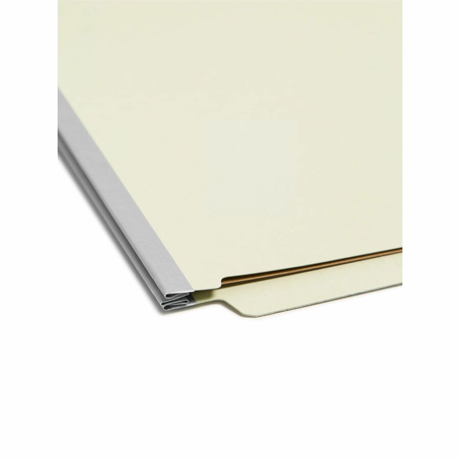 Smead End Tab Pressboard Classification Folders, Letter Size, 3" Expansion, 3 Dividers, 2 Fasteners, Straight Tab, Gray/Green, 100% Recycled, 25 pt. Pressboard, 10/Box