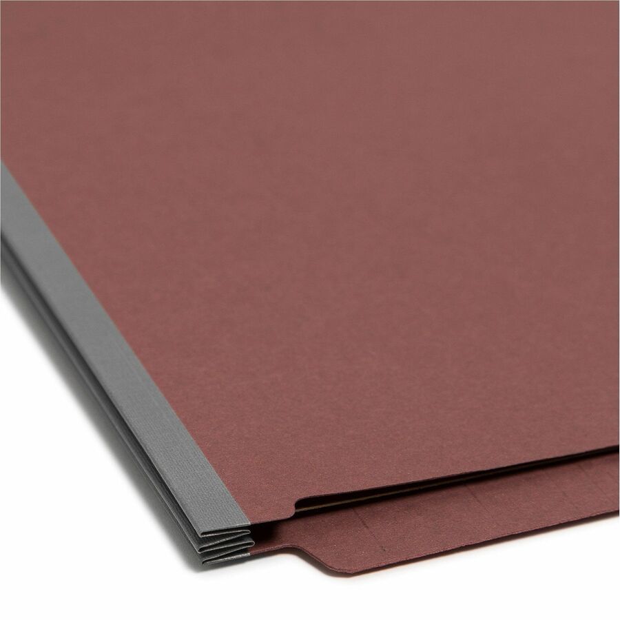 Smead Straight Tab Cut Letter Recycled Classification Folder - 8 1/2" x 11" - 2" Expansion - 2 x 2S Fastener(s) - 2" for Folder - End Tab Location - 2 Divider(s) - 25 pt. - Pressboard - Red - Heavy Duty, Tear Resistant - 100% Recycled - 10 / Box