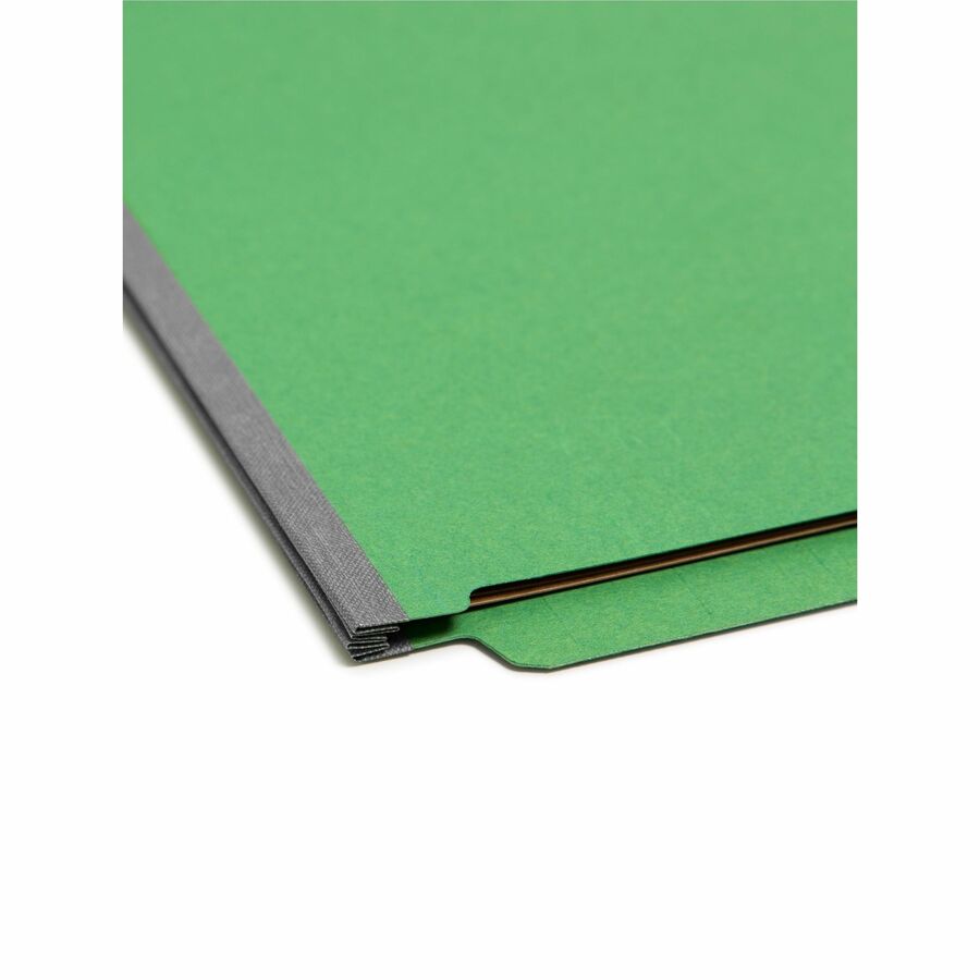 Smead Straight Tab Cut Legal Recycled Classification Folder - 8 1/2" x 14" - 2" Expansion - 2 x 2S Fastener(s) - 2" for Folder - End Tab Location - 2 Divider(s) - 25 pt. - Pressboard - Green - 100% Recycled - 10 / Box