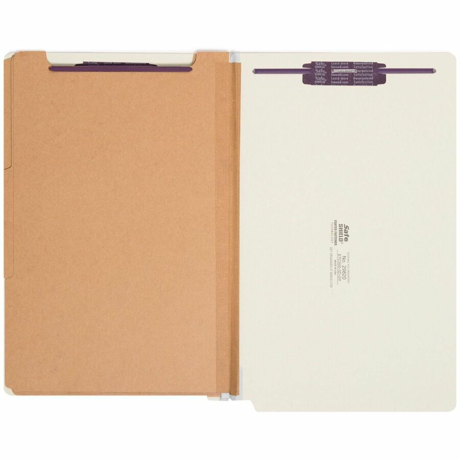 Smead 1/3 Tab Cut Legal Recycled Classification Folder, 8.5" x 14", 3" Expansion, 2 Fasteners, 3 Dividers, Pressboard, Gray/Green, Rounded Corner, 100% Recycled, 10/Box