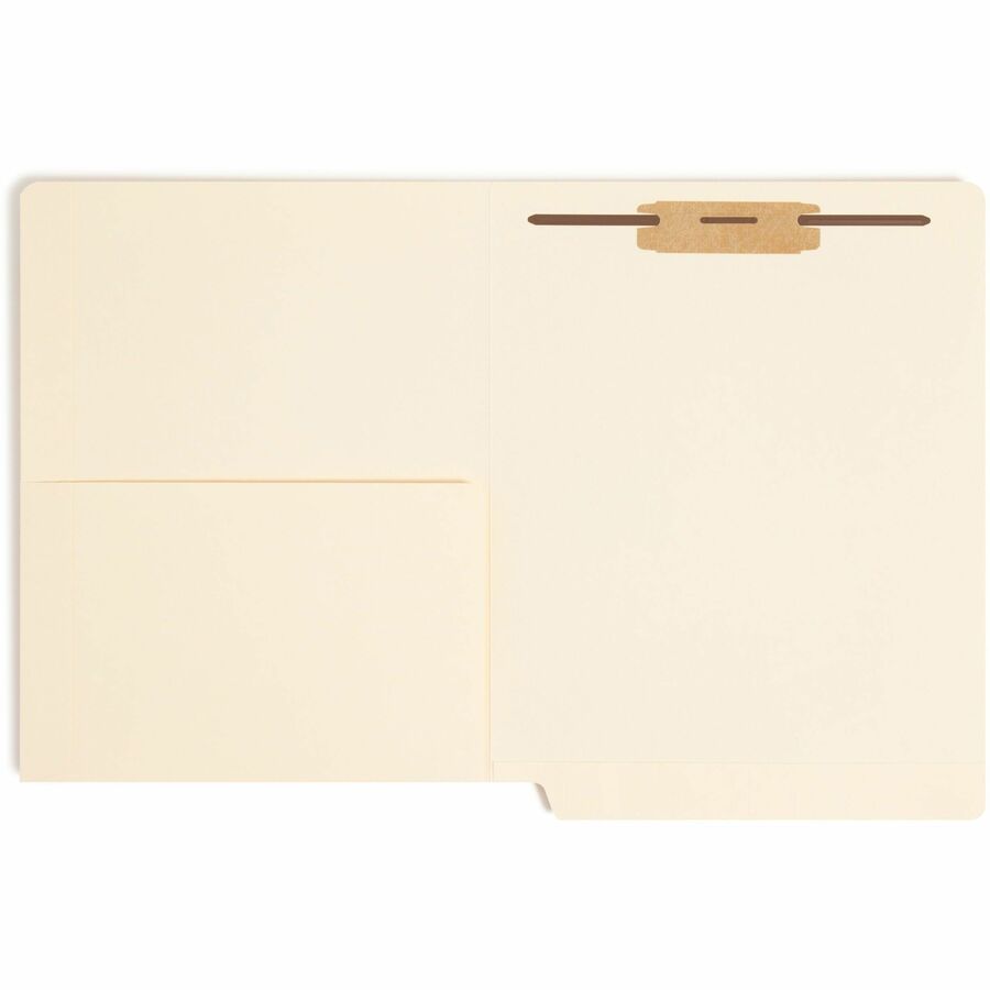 Smead Straight Tab Cut Letter Recycled Fastener Folder - 8 1/2" x 11" - 3/4" Expansion - 1 x 2B Fastener(s) - 2" for Folder - 1 Inside Front Pocket(s) - 11 pt. - 2 Plys - Manila - 10% Recycled - 50 / Box