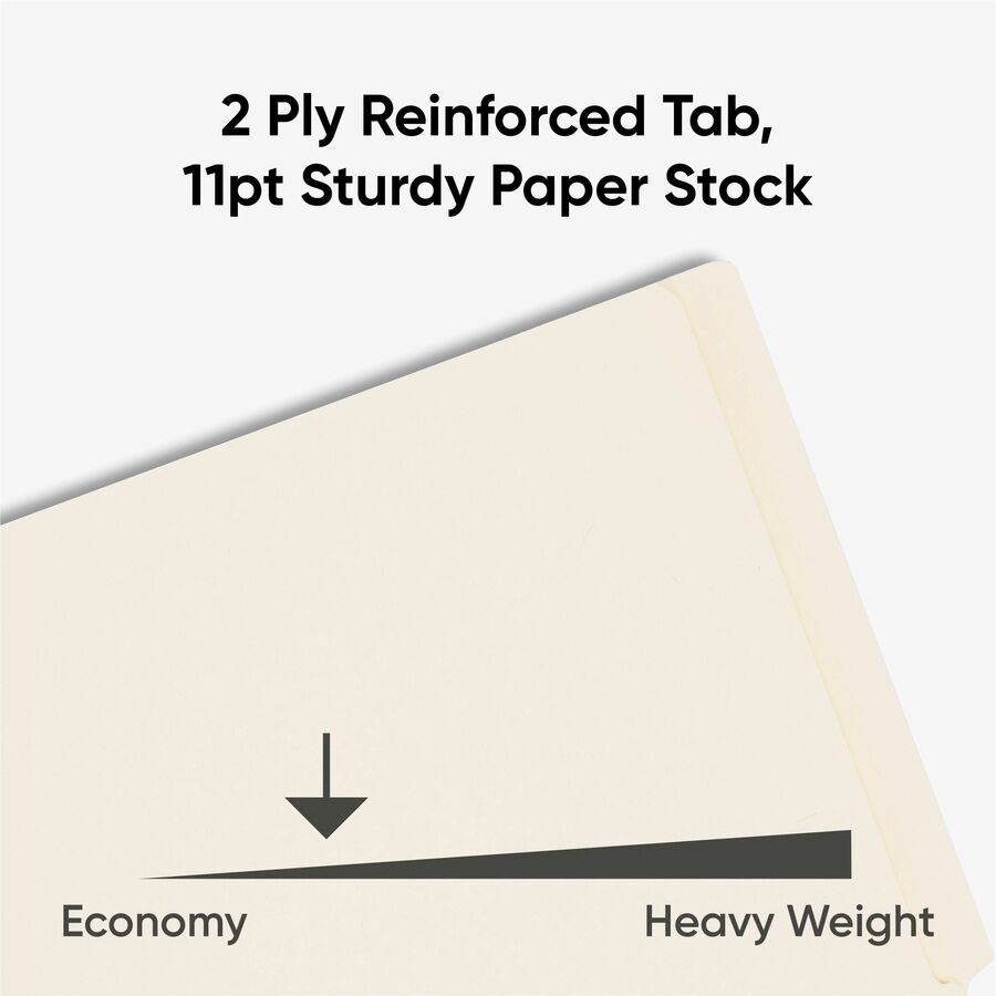 Smead Straight Tab Cut Letter Recycled Fastener Folder - 8 1/2" x 11" - 3/4" Expansion - 2 x 2B Fastener(s) - 2" for Folder - End Tab Location - 11 pt. - 2 Plys - Manila - Reinforced Tab, Embossed - 10% Recycled - 50 / Box
