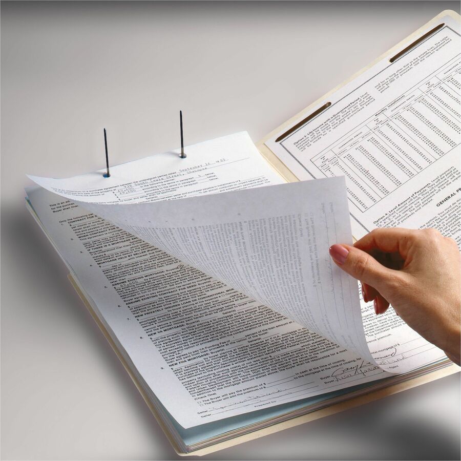 Smead Straight Tab Cut Letter Recycled Fastener Folder - 8 1/2" x 11" - 3/4" Expansion - 2 x 2B Fastener(s) - 2" for Folder - End Tab Location - 11 pt. - 2 Plys - Manila - Reinforced Tab, Embossed - 10% Recycled - 50 / Box