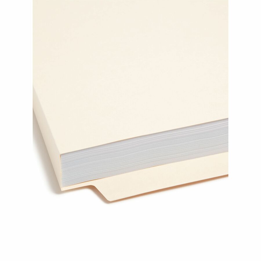 Smead Straight Tab Cut Letter Recycled Fastener Folder - 8 1/2" x 11" - 1 1/2" Expansion - 2 x 2B Fastener(s) - 2" for Folder - End Tab Location - 14 pt. - 2 Plys - Manila - Reinforced Tab, Heavyweight Cover, Embossed - 10% Recycled - 50 / Box