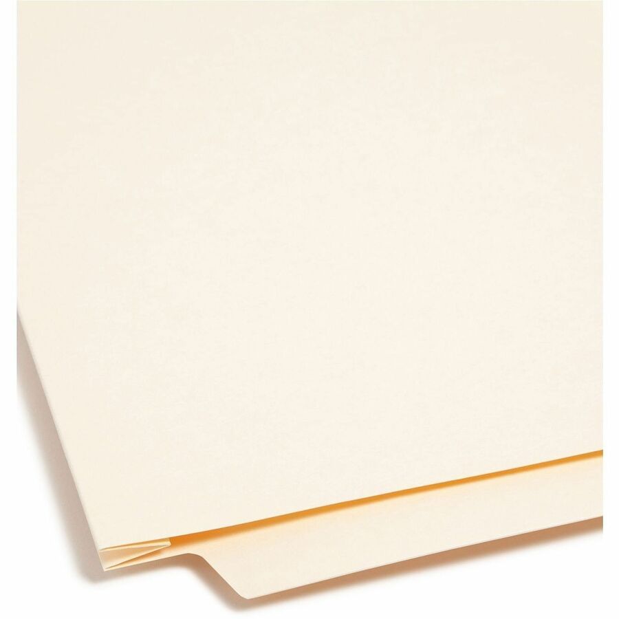Smead Straight Tab Cut Letter Recycled Fastener Folder - 8 1/2" x 11" - 1 1/2" Expansion - 2 x 2B Fastener(s) - 2" for Folder - End Tab Location - 14 pt. - 2 Plys - Manila - Reinforced Tab, Heavyweight Cover, Embossed - 10% Recycled - 50 / Box