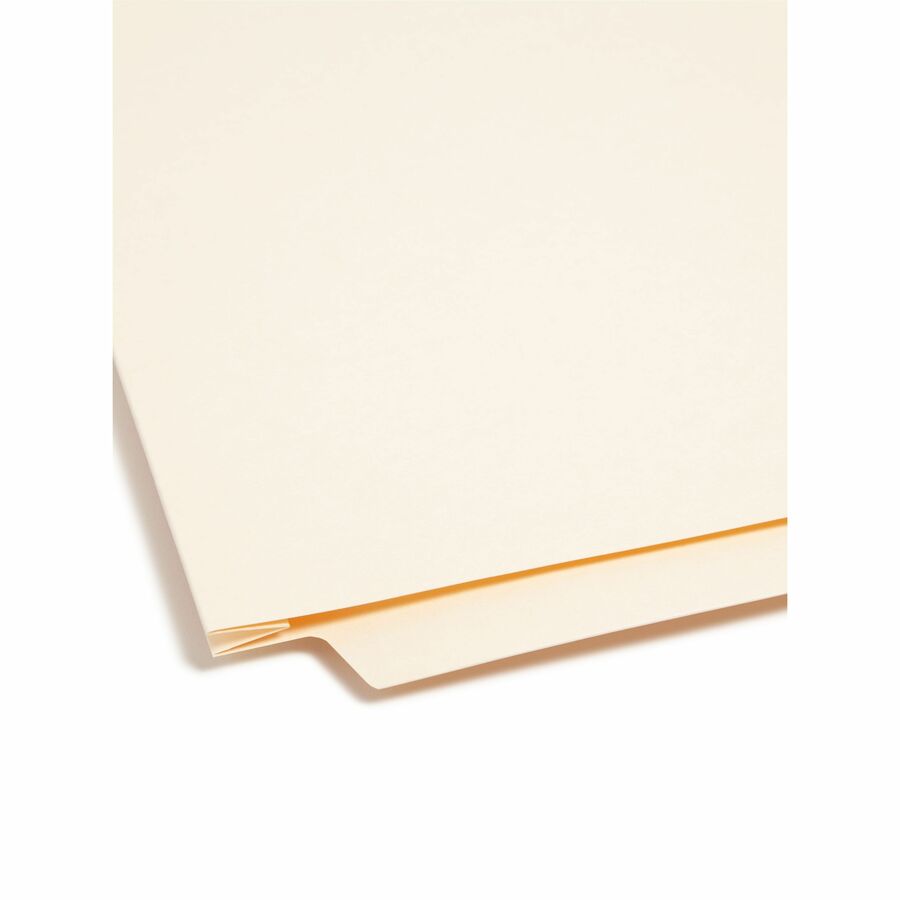Smead Straight Tab Cut Letter Recycled Fastener Folder - 8 1/2" x 11" - 1 1/2" Expansion - 2 x 2B Fastener(s) - 2" for Folder - End Tab Location - 14 pt. - 2 Plys - Manila - Reinforced Tab, Heavyweight Cover, Embossed - 10% Recycled - 50 / Box