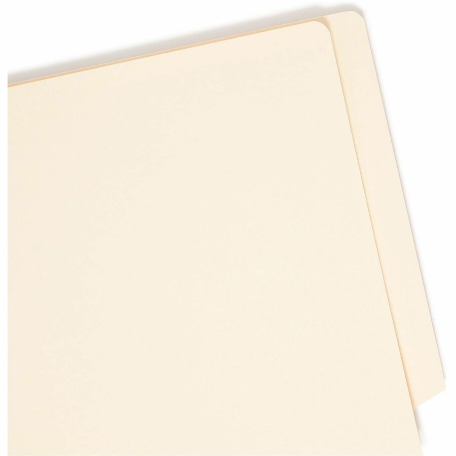 Smead Straight Tab Cut Letter Recycled Fastener Folder - 8 1/2" x 11" - 1 1/2" Expansion - 2 x 2B Fastener(s) - 2" for Folder - End Tab Location - 14 pt. - 2 Plys - Manila - Reinforced Tab, Heavyweight Cover, Embossed - 10% Recycled - 50 / Box