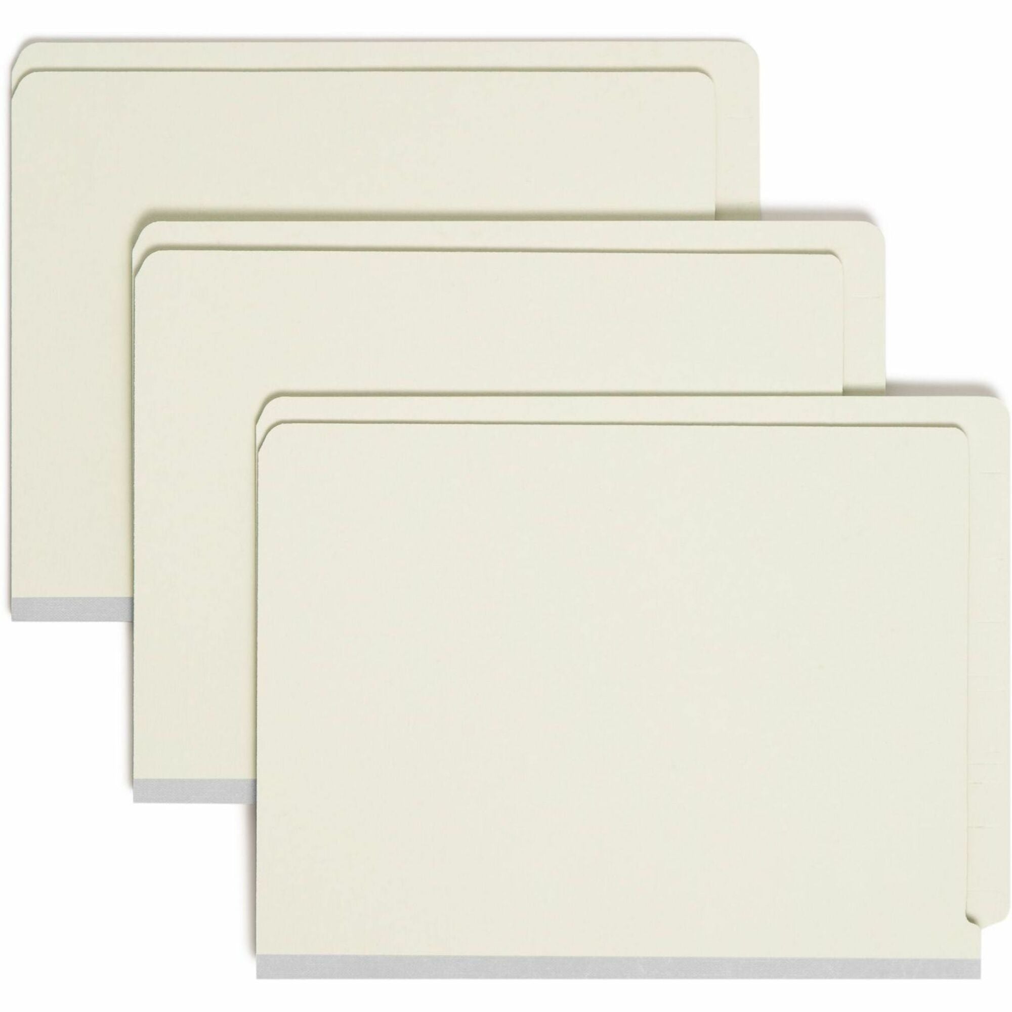 Smead Letter Recycled Fastener Folder - 8 1/2" x 11" - 3" Expansion - 2 x 2S Fastener(s) - 2" for Folder - End Tab Location - 25 pt. - Pressboard - Gray, Green - Heavy Duty, Rounded Corner - 100% Recycled - 25 / Box