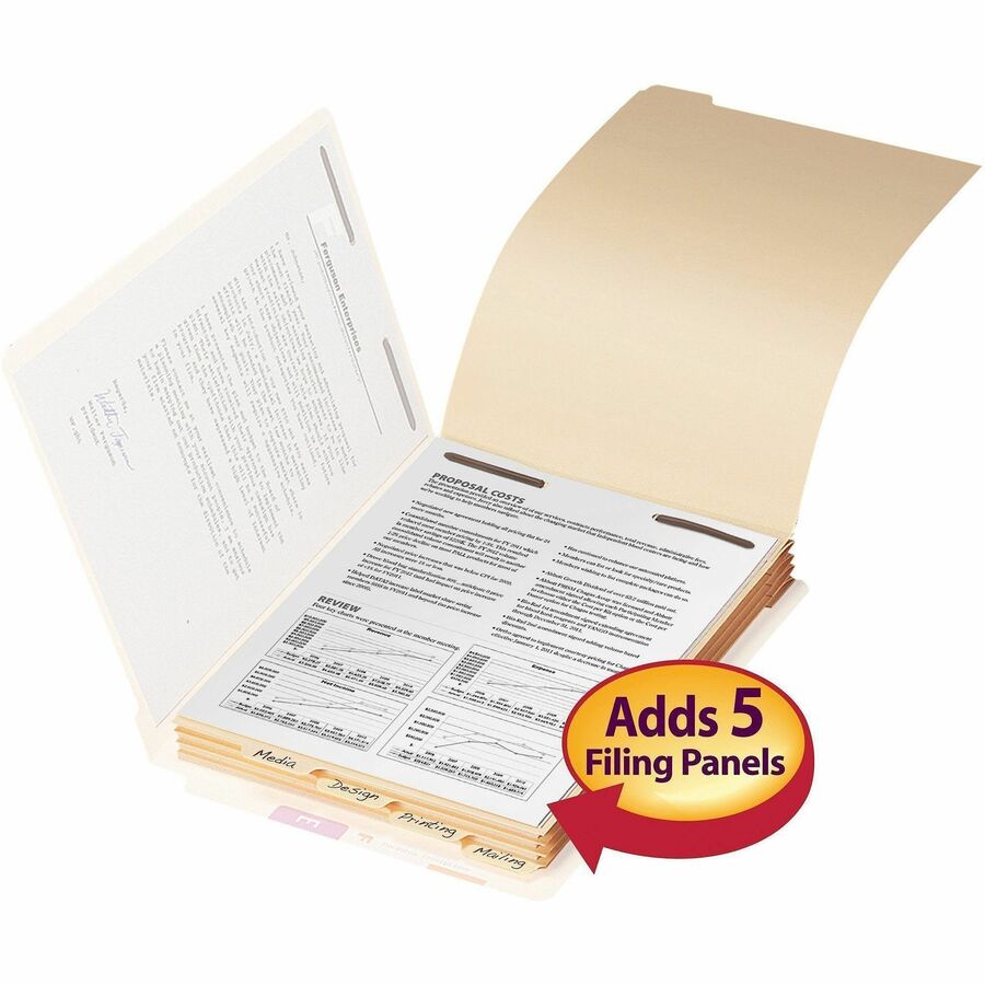 Smead 1/5 Tab Cut Letter Folder Divider with Fastener - Assorted Tab(s) - 10% Recycled - 50 / Pack