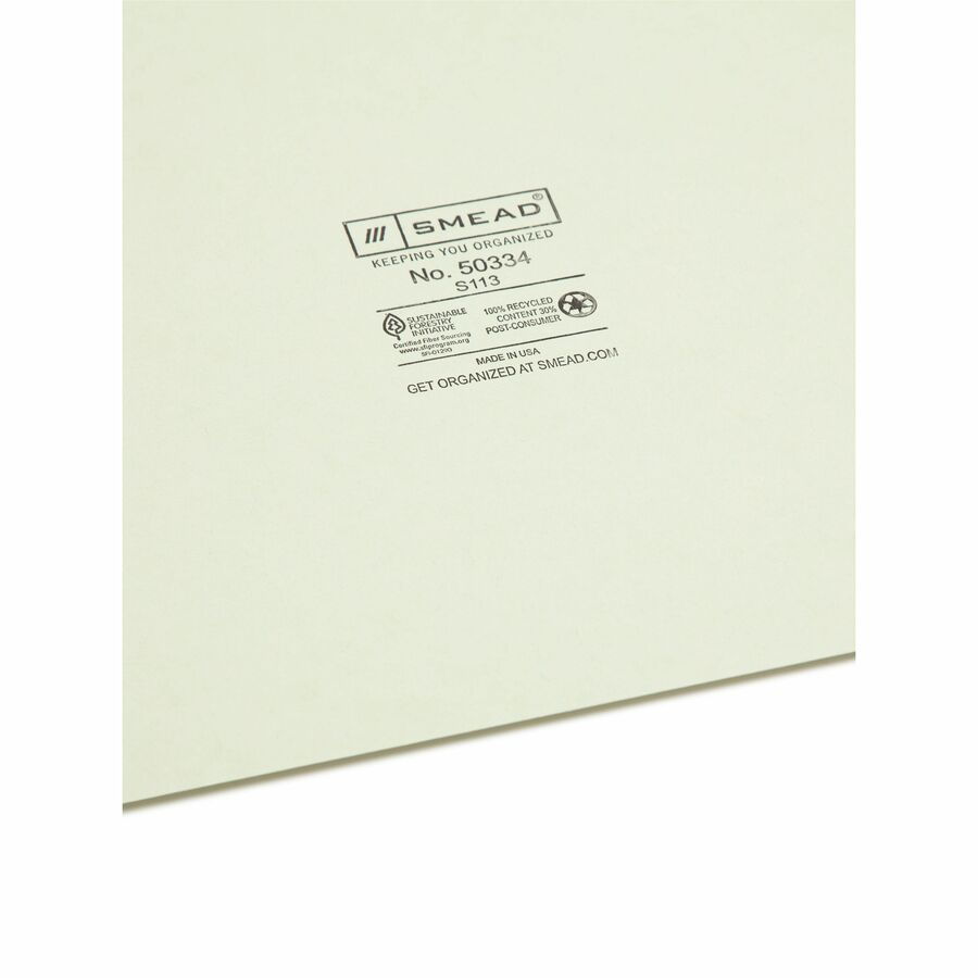 Smead Filing Guides with Blank Tab - Blank Assorted Tab(s) - Letter - Gray Pressboard, Green Tab(s) - 100% Recycled - 100 / Box