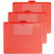 Printed Center Tab(s) - Message - OUT - 0.50" Tab Height - Letter - Bright Red Poly Tab(s) - 50 / Box