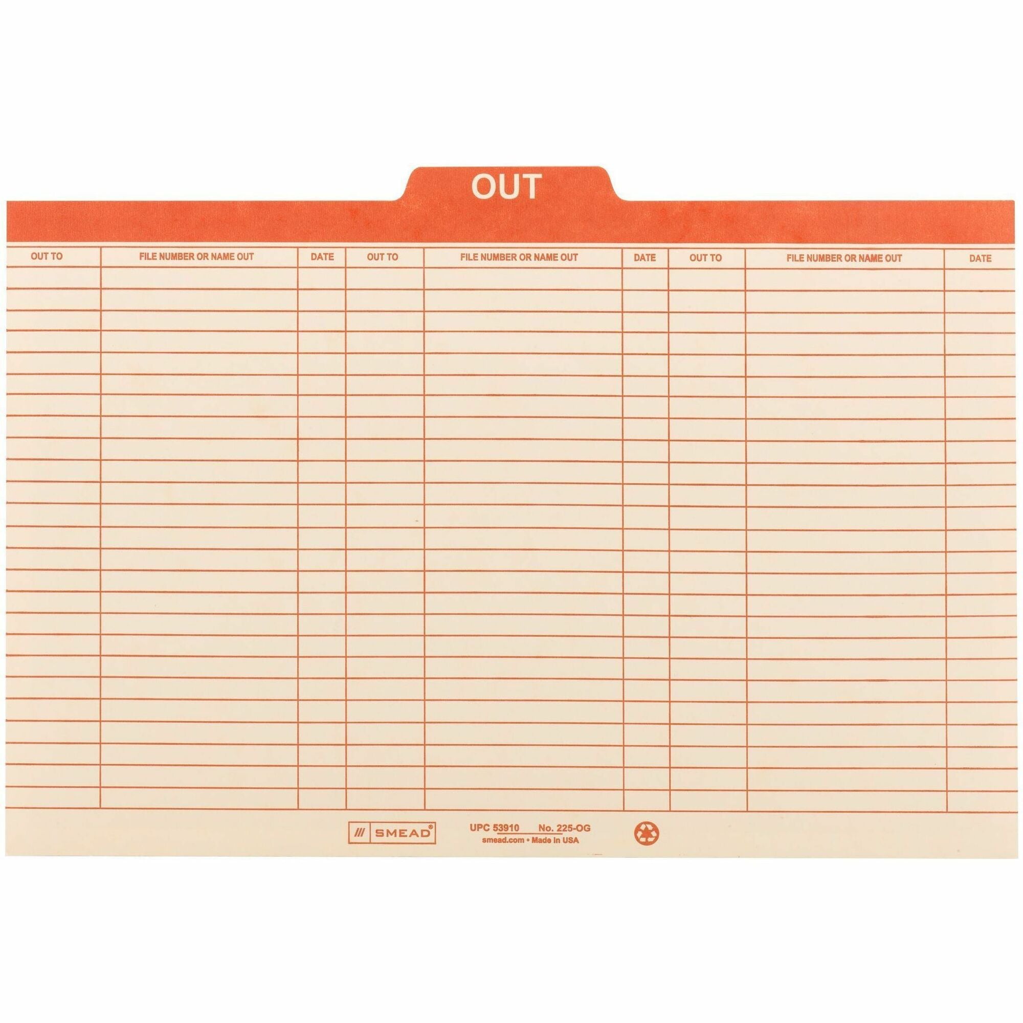 8 1/2" x 14" - 1" Expansion - Top Tab Location - Center Tab Position - 18 pt. - Manila - Preprinted - 10% Recycled - 100 / Box
