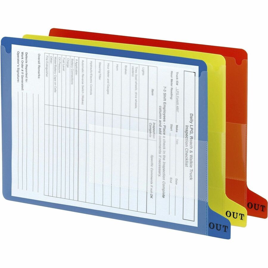 Smead End Tab Out Guides - Printed Bottom Tab(s) - Message - OUT - Letter - Green Poly Tab(s) - 25 / Box