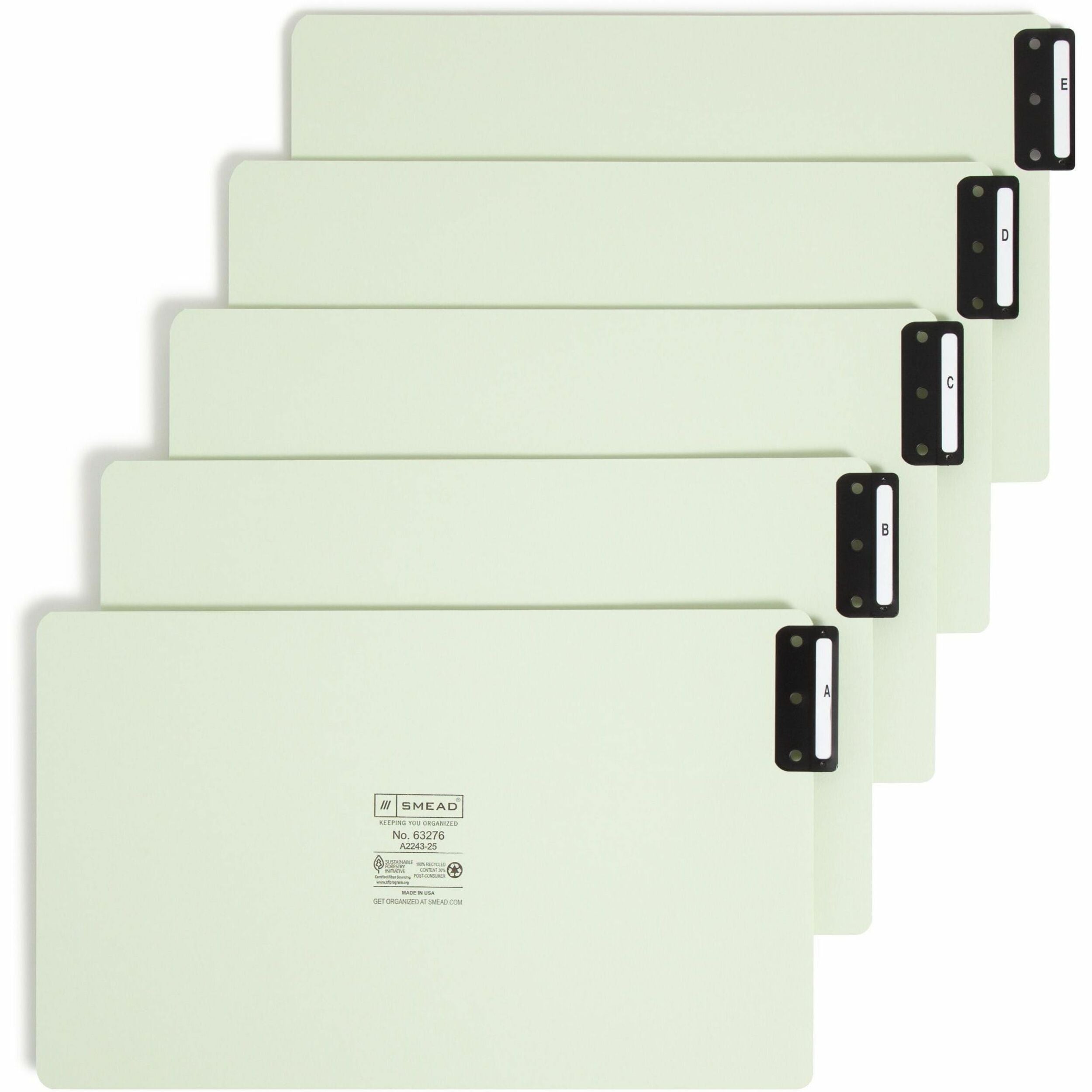 Smead 100% Recycled Filing Guides with Vertical Extra-Wide Blank Tab - Printed Tab(s) - Character - A-Z - 25 Tab(s)/Set - 0.50" Tab Width - Legal - 100% Recycled - 1 Set