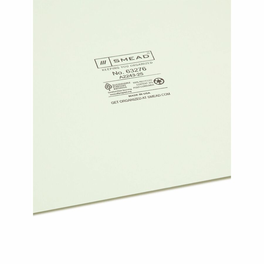 Smead 100% Recycled Filing Guides with Vertical Extra-Wide Blank Tab - Printed Tab(s) - Character - A-Z - 25 Tab(s)/Set - 0.50" Tab Width - Legal - 100% Recycled - 1 Set