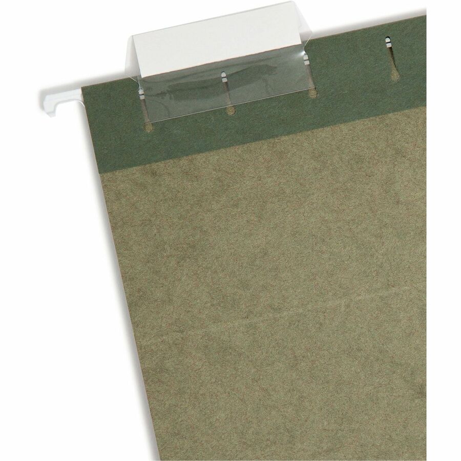 Smead 1/5 Tab Cut Letter Recycled Hanging Folder - 8 1/2" x 11" - Top Tab Location - Assorted Tab Position - 11 pt. - Vinyl - Standard Green - 10% Recycled - 25 / Box