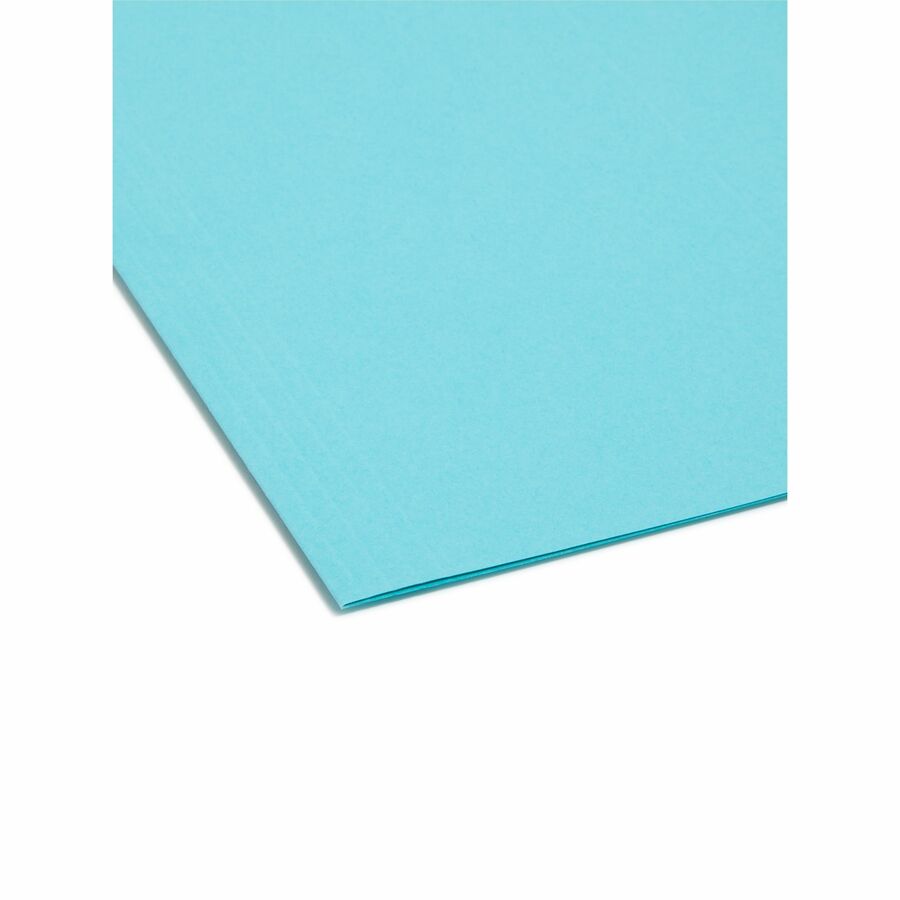 Smead Colored 1/5 Tab Cut Letter Recycled Hanging Folder - 8 1/2" x 11" - Top Tab Location - Assorted Tab Position - 11 pt. - Aqua - 10% Recycled - 25 / Box