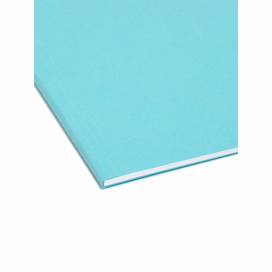 Smead Colored 1/5 Tab Cut Letter Recycled Hanging Folder - 8 1/2" x 11" - Top Tab Location - Assorted Tab Position - 11 pt. - Aqua - 10% Recycled - 25 / Box