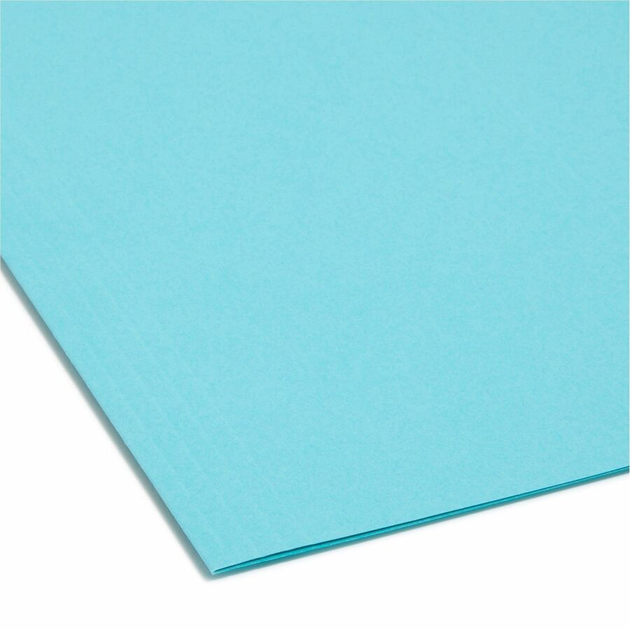Smead Colored 1/5 Tab Cut Letter Recycled Hanging Folder - 8 1/2" x 11" - Top Tab Location - Assorted Tab Position - 11 pt. - Aqua - 10% Recycled - 25 / Box