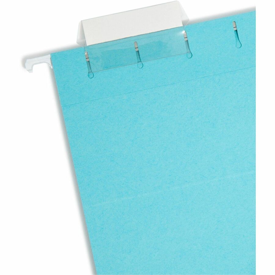 Smead Colored 1/5 Tab Cut Letter Recycled Hanging Folder - 8 1/2" x 11" - Top Tab Location - Assorted Tab Position - 11 pt. - Aqua - 10% Recycled - 25 / Box