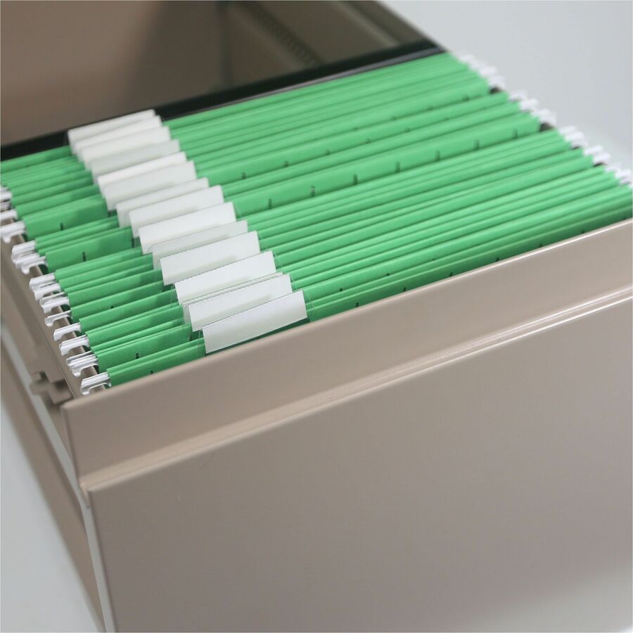 Smead Colored 1/5 Tab Cut Letter Recycled Hanging Folder - 8 1/2" x 11" - Top Tab Location - Assorted Tab Position - 11 pt. - Vinyl - Green - 10% Recycled - 25 / Box