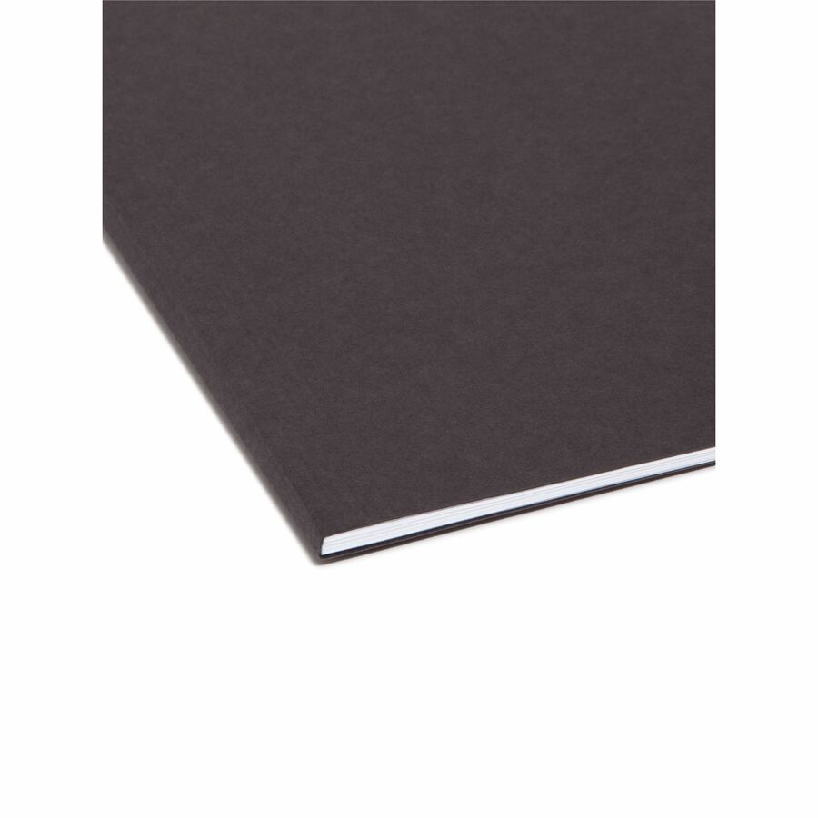 Smead Colored 1/5 Tab Cut Letter Recycled Hanging Folder - 8 1/2" x 11" - Top Tab Location - Assorted Tab Position - 11 pt. - Vinyl - Black - 10% Recycled - 25 / Box