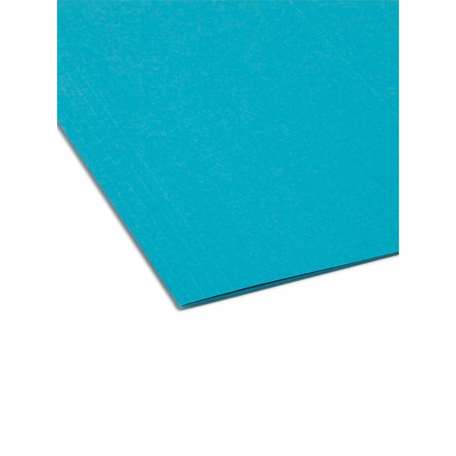 Smead Colored 1/5 Tab Cut Letter Recycled Hanging Folder - 8 1/2" x 11" - Top Tab Location - Assorted Tab Position - 11 pt. - Vinyl - Teal - 10% Recycled - 25 / Box