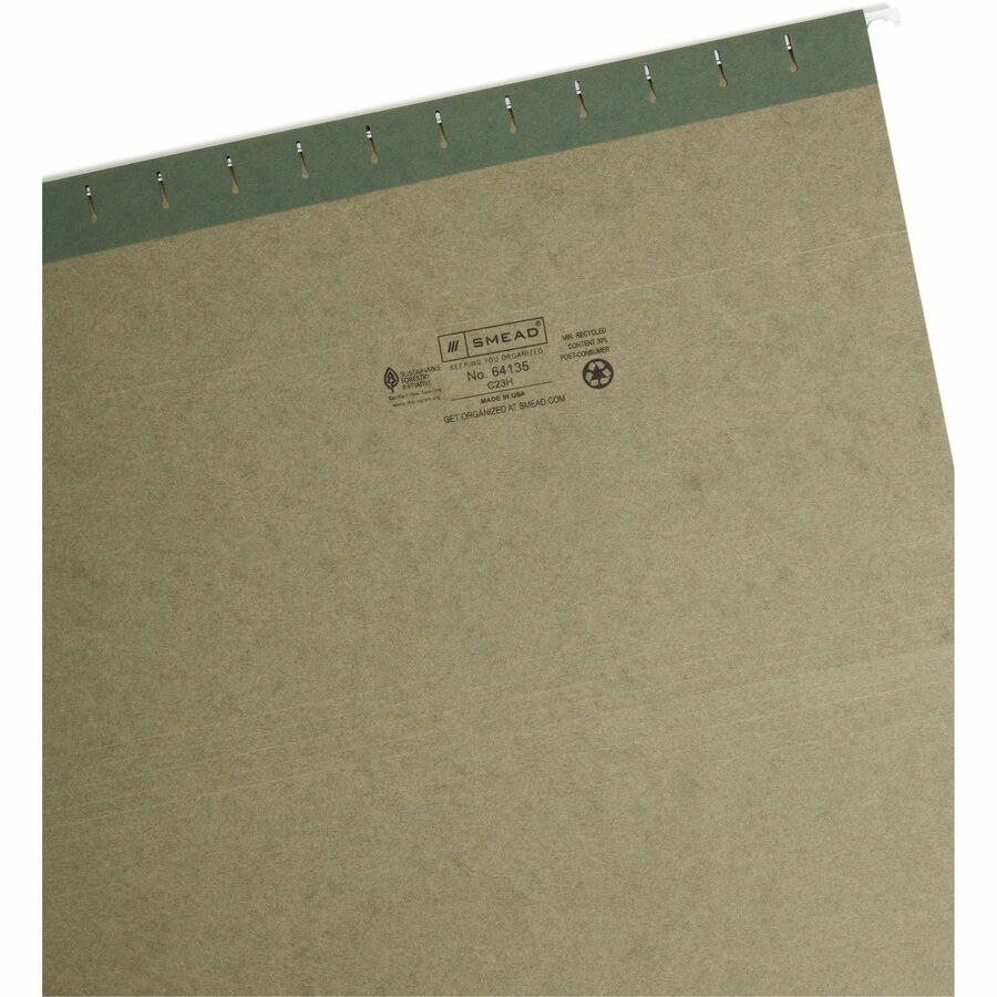 8 1/2" x 14" - Top Tab Location - Assorted Tab Position - 11 pt. - Vinyl - Standard Green - 10% Recycled - 25 / Box