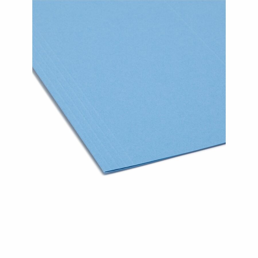 Smead Colored 1/5 Tab Cut Legal Recycled Hanging Folder - 8 1/2" x 14" - Top Tab Location - Assorted Tab Position - 11 pt. - Blue - 10% Recycled - 25 / Box