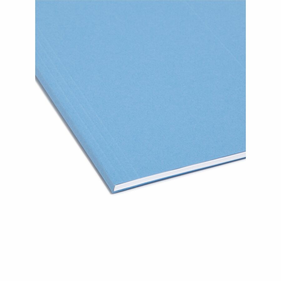 Smead Colored 1/5 Tab Cut Legal Recycled Hanging Folder - 8 1/2" x 14" - Top Tab Location - Assorted Tab Position - 11 pt. - Blue - 10% Recycled - 25 / Box