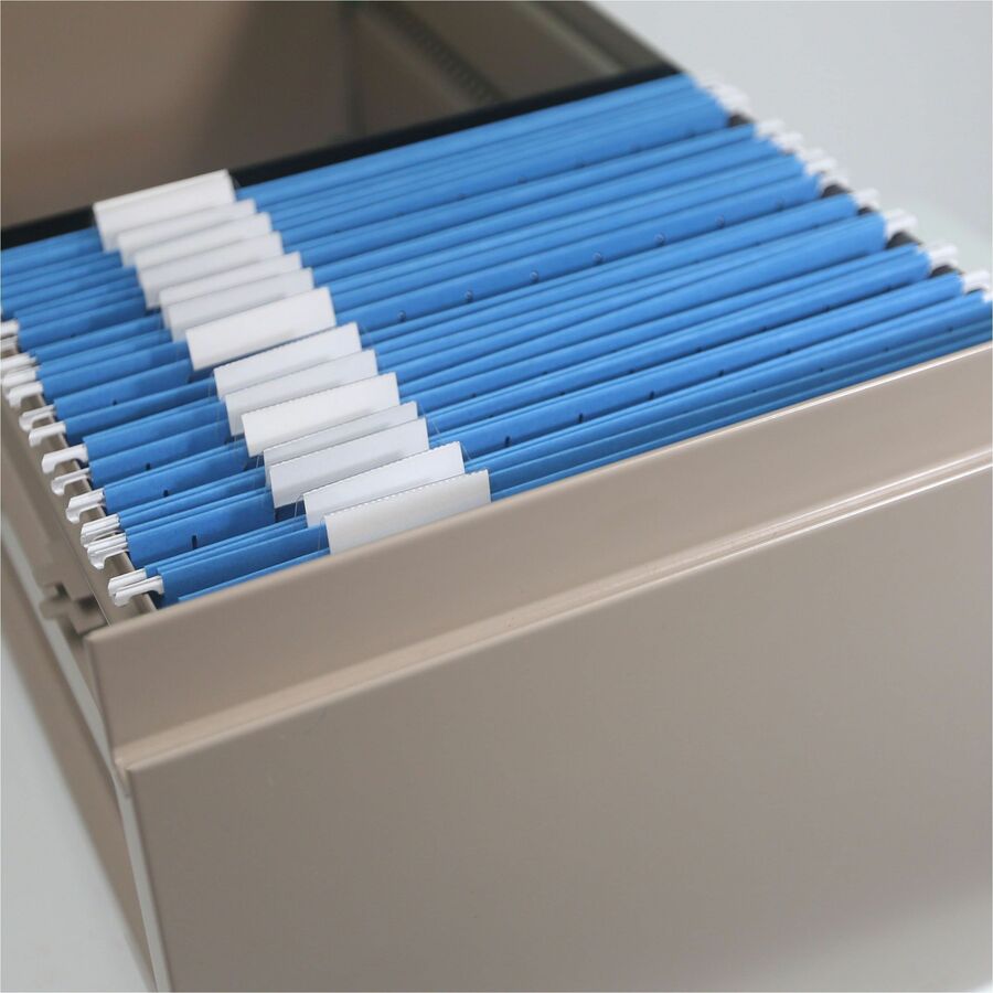 Smead Colored 1/5 Tab Cut Legal Recycled Hanging Folder - 8 1/2" x 14" - Top Tab Location - Assorted Tab Position - 11 pt. - Blue - 10% Recycled - 25 / Box