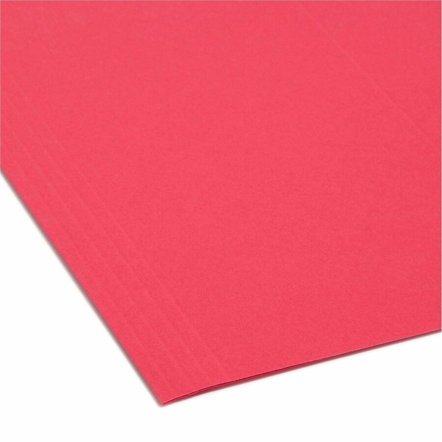 Smead Colored 1/5 Tab Cut Legal Recycled Hanging Folder - 8 1/2" x 14" - Top Tab Location - Assorted Tab Position - 11 pt. - Red - 10% Recycled - 25 / Box