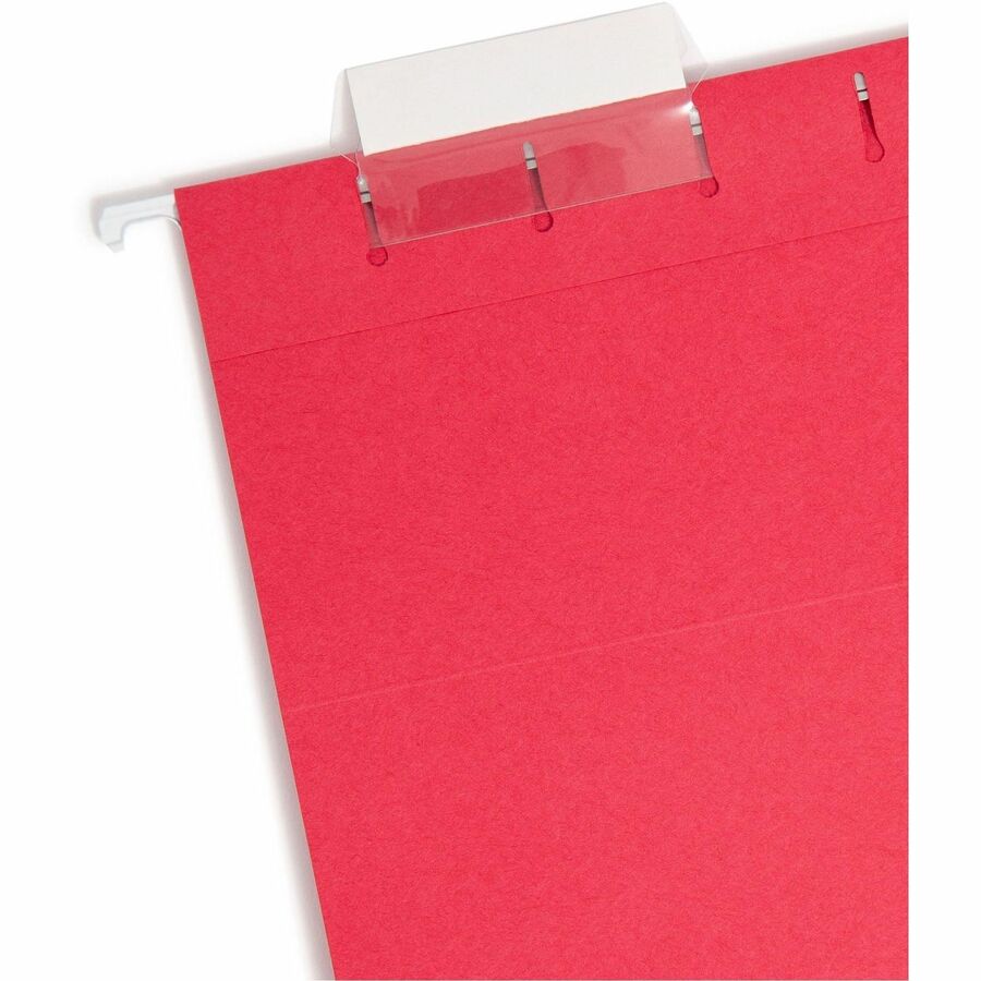 Smead Colored 1/5 Tab Cut Legal Recycled Hanging Folder - 8 1/2" x 14" - Top Tab Location - Assorted Tab Position - 11 pt. - Red - 10% Recycled - 25 / Box