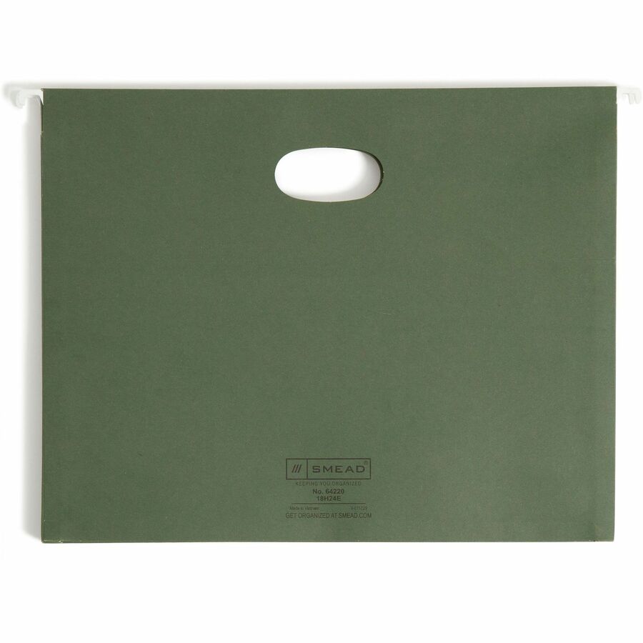 Smead Letter Recycled Hanging Folder - 8 1/2" x 11" - 3 1/2" Expansion - 11 pt. - Standard Green - 30% Recycled - 10 / Box