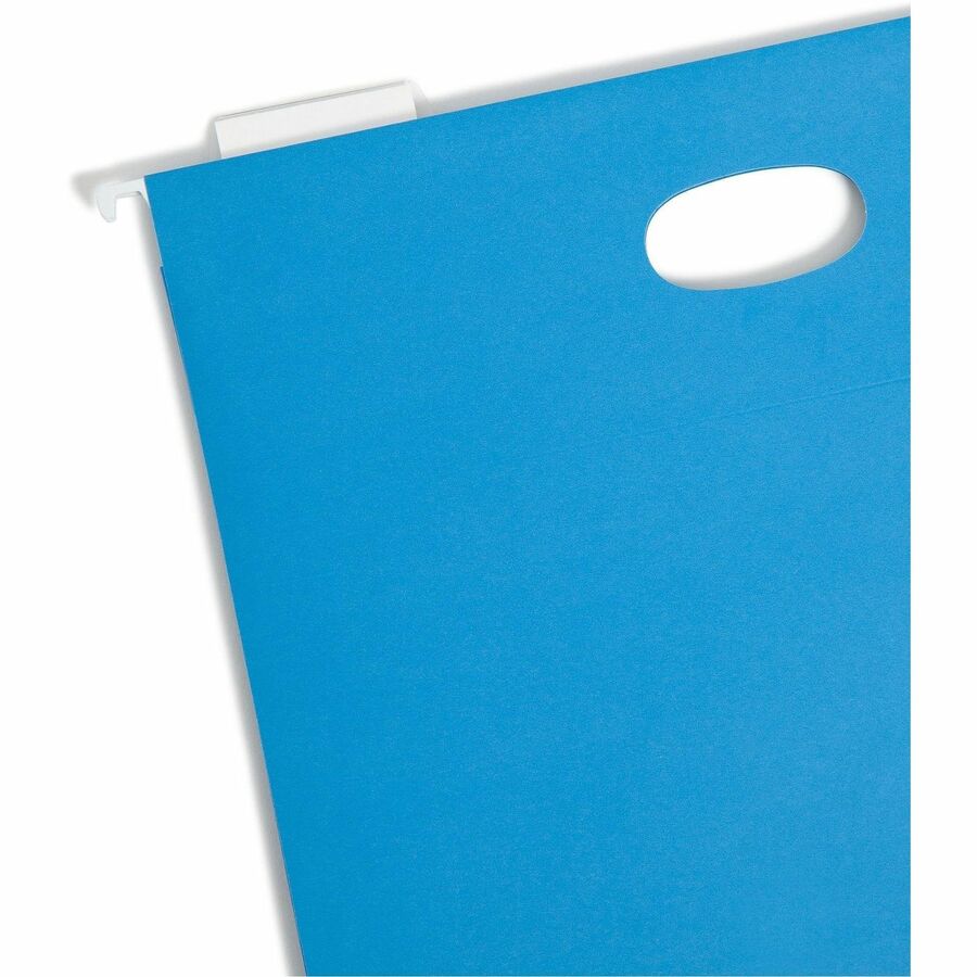 Smead 1/5 Tab Cut Letter Recycled Hanging Folder - 8 1/2" x 11" - 2" Expansion - Top Tab Location - Assorted Tab Position - 11 pt. - Vinyl - Sky Blue - Hanging System - 10% Recycled - 25 / Box