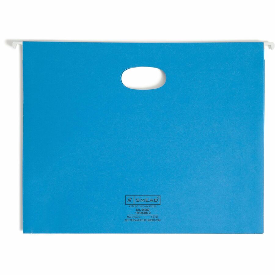 Smead 1/5 Tab Cut Letter Recycled Hanging Folder - 8 1/2" x 11" - 2" Expansion - Top Tab Location - Assorted Tab Position - 11 pt. - Vinyl - Sky Blue - Hanging System - 10% Recycled - 25 / Box