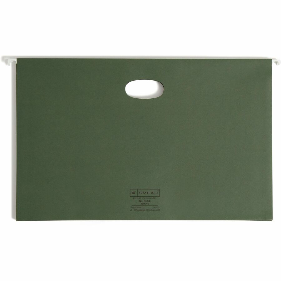 Smead Legal Recycled Hanging Folder - 8 1/2" x 14" - 3 1/2" Expansion - 11 pt. - Standard Green - 30% Recycled - 10 / Box