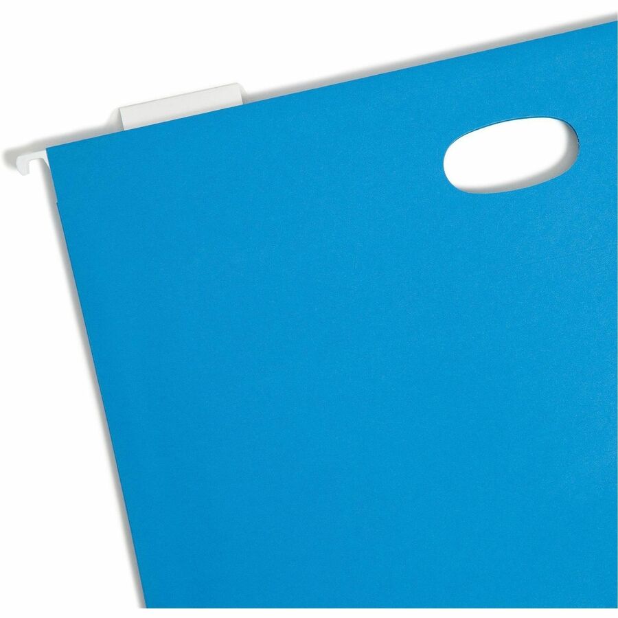Smead 1/5 Tab Cut Legal Recycled Hanging Folder - 8 1/2" x 14" - 3" Expansion - Top Tab Location - Assorted Tab Position - 11 pt. - Vinyl - Sky Blue - Hanging System - 10% Recycled - 25 / Box