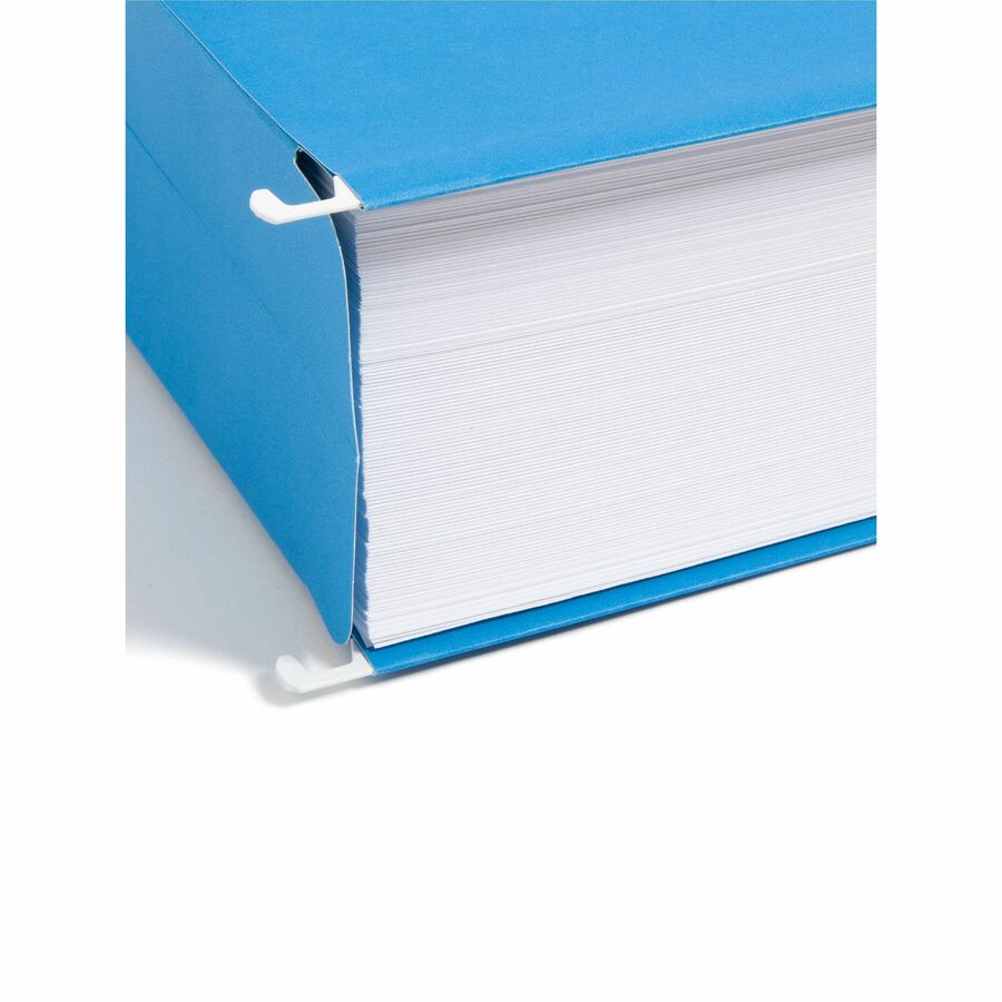 Smead 1/5 Tab Cut Legal Recycled Hanging Folder - 8 1/2" x 14" - 3" Expansion - Top Tab Location - Assorted Tab Position - 11 pt. - Vinyl - Sky Blue - Hanging System - 10% Recycled - 25 / Box