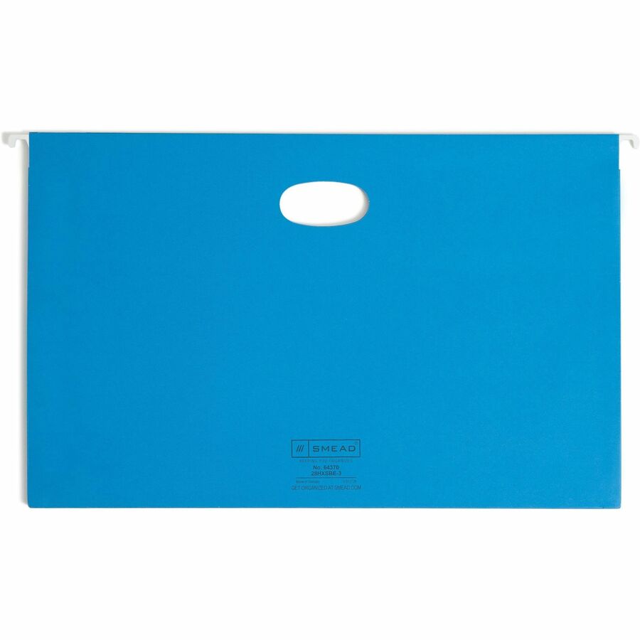 Smead 1/5 Tab Cut Legal Recycled Hanging Folder - 8 1/2" x 14" - 3" Expansion - Top Tab Location - Assorted Tab Position - 11 pt. - Vinyl - Sky Blue - Hanging System - 10% Recycled - 25 / Box